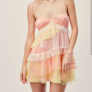 For Love & Lemons Sorbet Lace mini dress